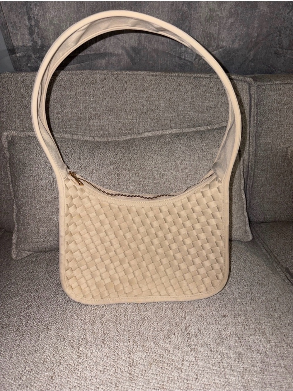 Anthropologie Cream Woven Shoulder Bag